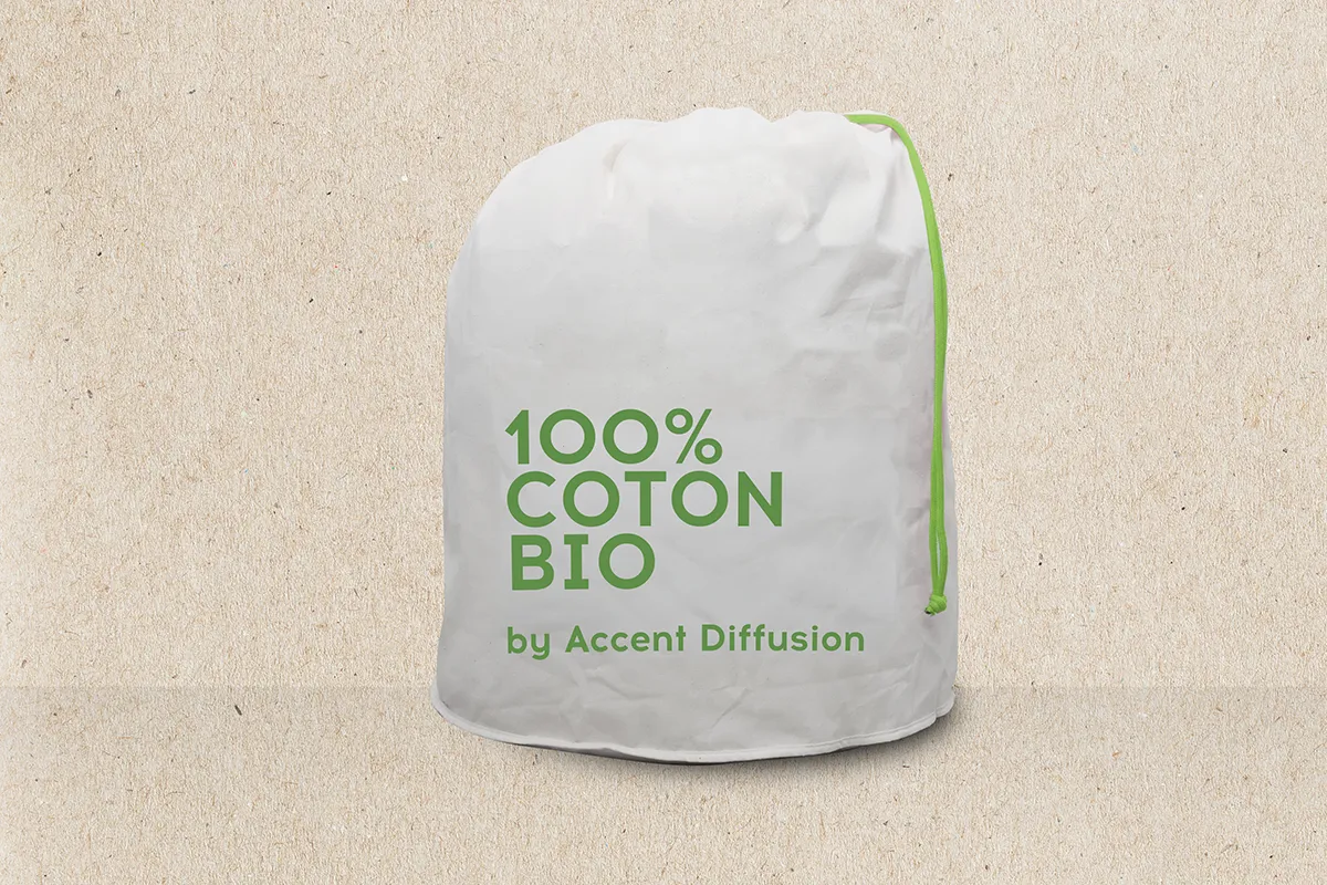 Pochon en coton bio avec cordon de serrage pour textile et accessoires