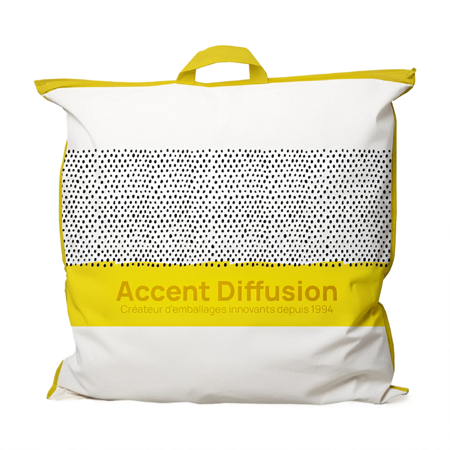 Emballage souple sur mesure jaune et blanc pour oreiller et literie - Accent Diffusion