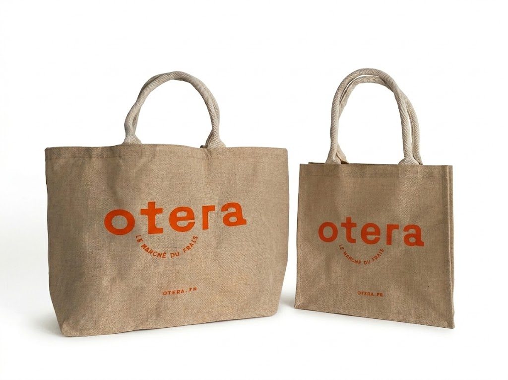 duo de sac cabas personnalisé en jute avec une finition naturelle